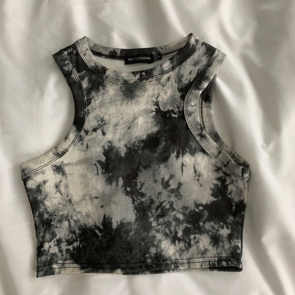 Pretty little thing black and white tie dye halter top - Picture 1 of 4